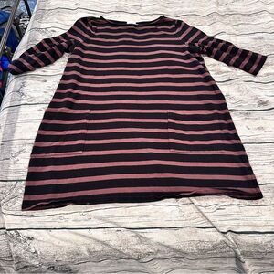 The Nines by Hatch Black And Brown Striped Maternity Tunic Size Large
